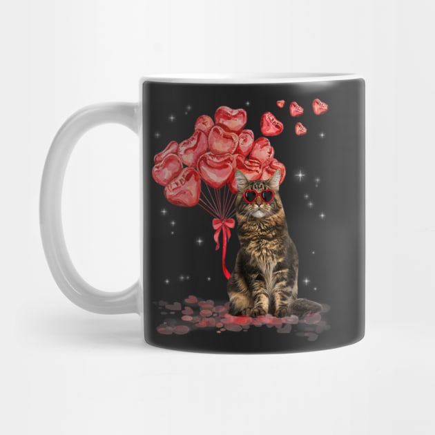 Funny Maine Coon Heart Valentines Day Cat by FogHaland86